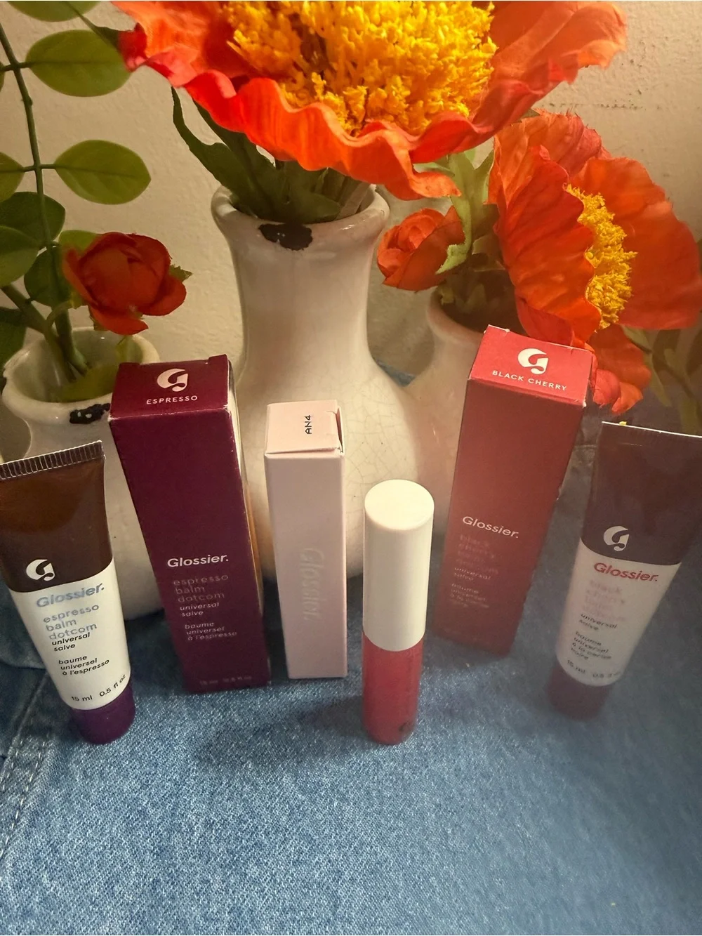 GLOSSIER 3pack!!!! Red Rouge Lip Gloss & Balm Dotcom Duo: Espresso&Black Cherry